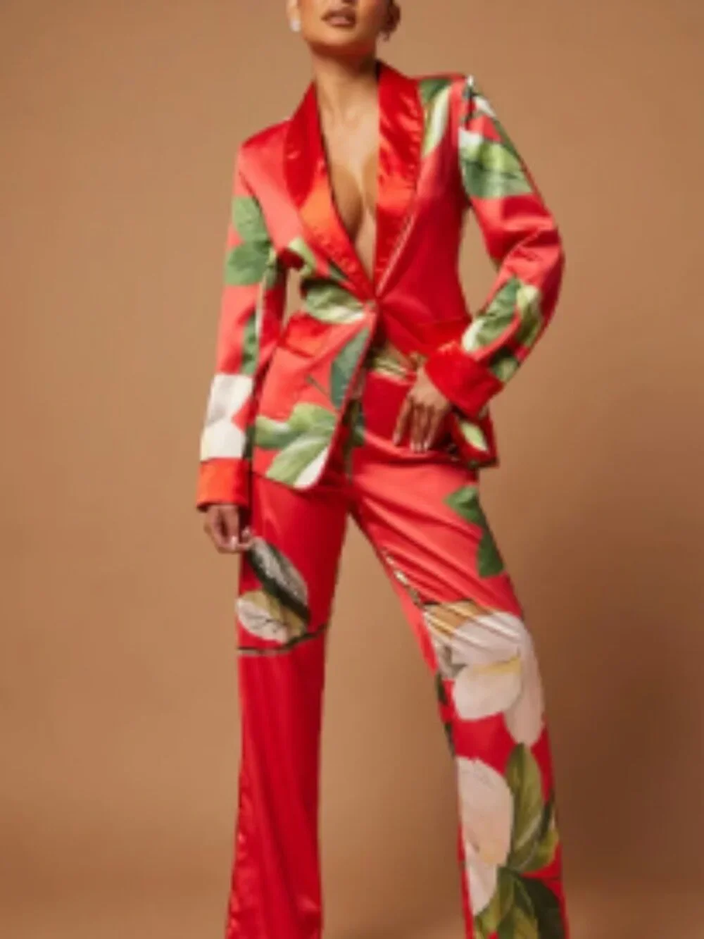 Ophelia Satin Floral Pant Suit Set - Picture 5 of 5